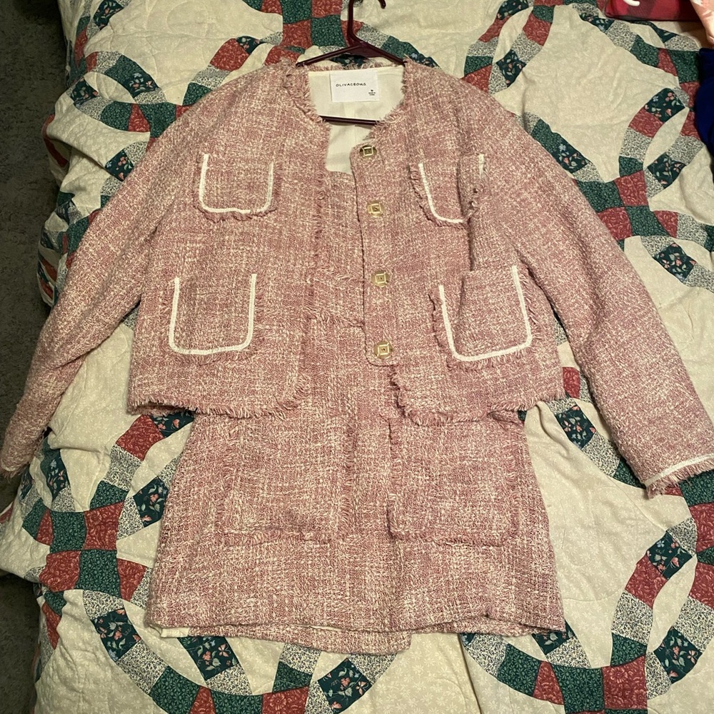 Olivaceous pink dress blazer suit